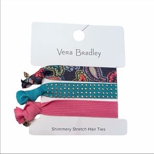 Vera Bradly Stretch Shimmery Hair Ties Twilight Paisley Blue Pink